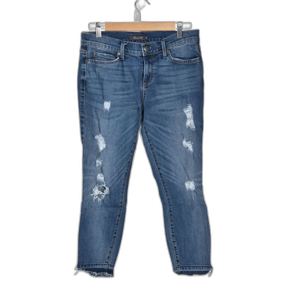 Level 99 Skinny Distressed Dark Wash Jean Size 29